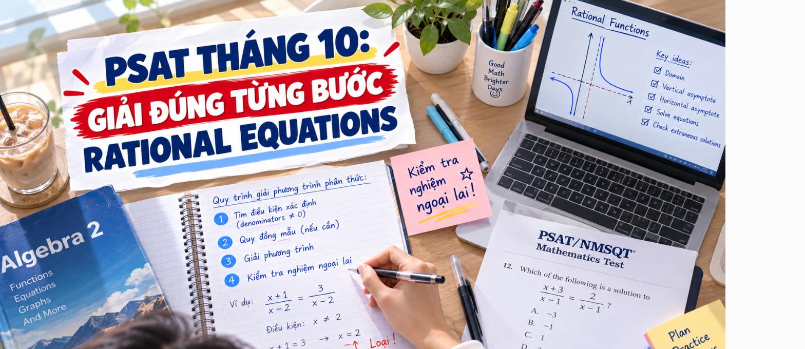 Đừng để Solving Rational Equations cản bước điểm PSAT – Algebra 2