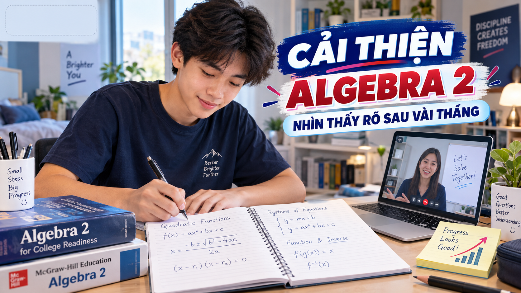 Câu chuyện của 1 học sinh cải thiện điểm Algebra 2 sau vài tháng