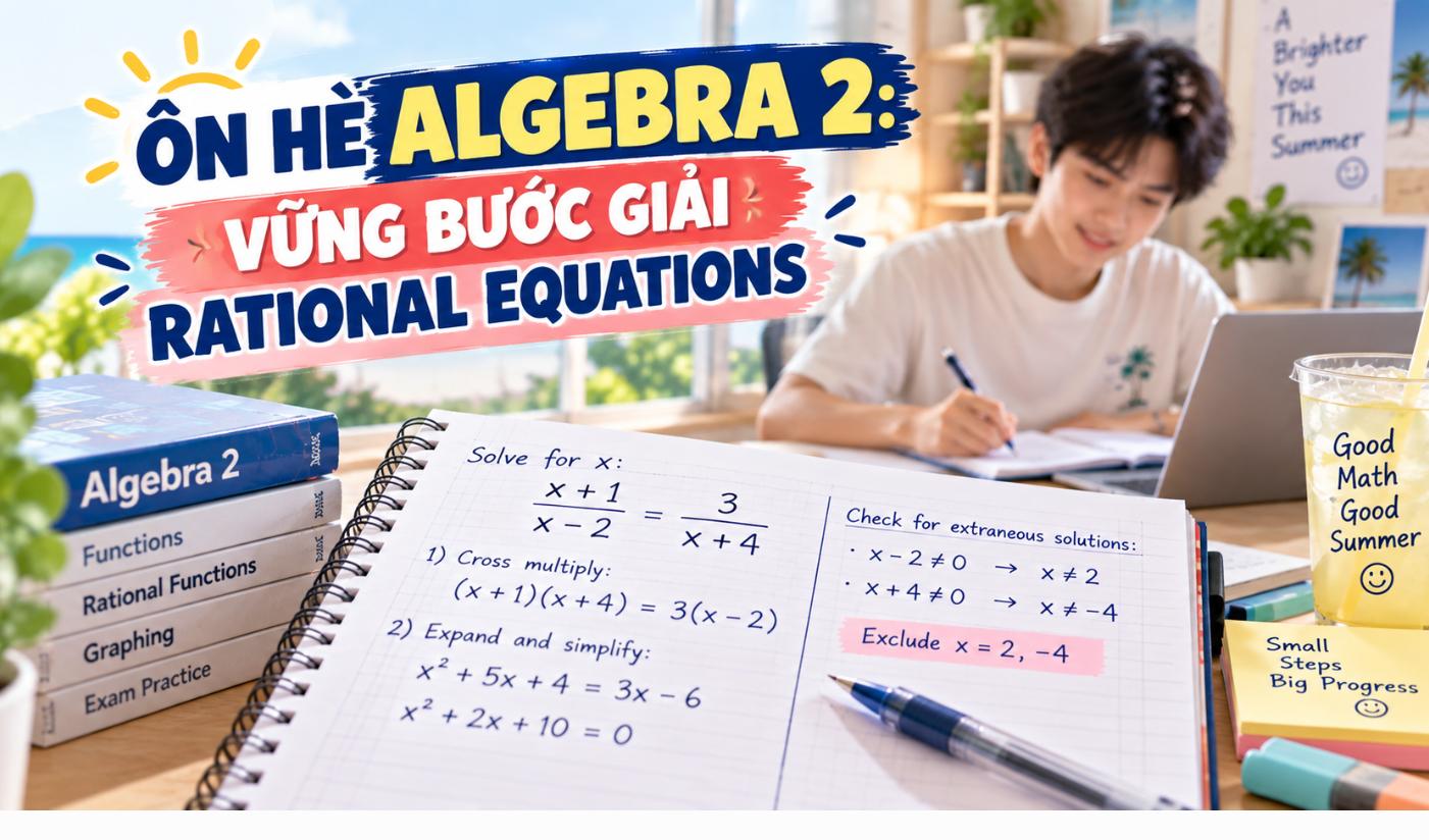 Hè là lúc lý tưởng để ôn Solving Rational Equations – Algebra 2