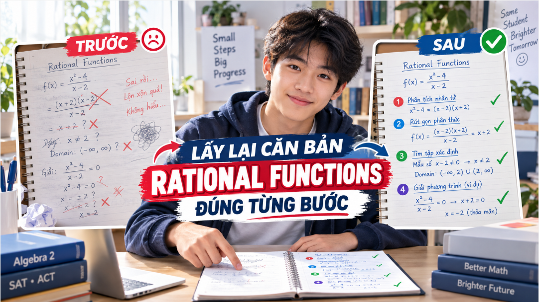 Giúp con lấy lại căn bản Rational Functions trong Algebra 2
