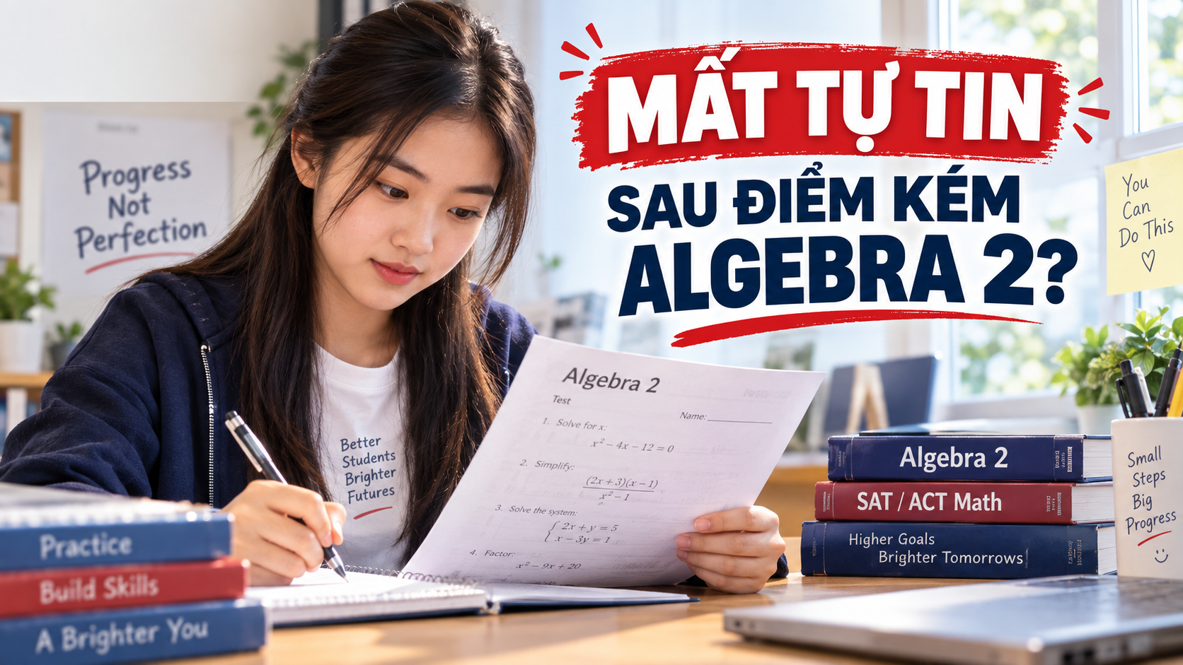 Con mất tự tin sau điểm kém Algebra 2? Hãy bắt đầu lại từ đây