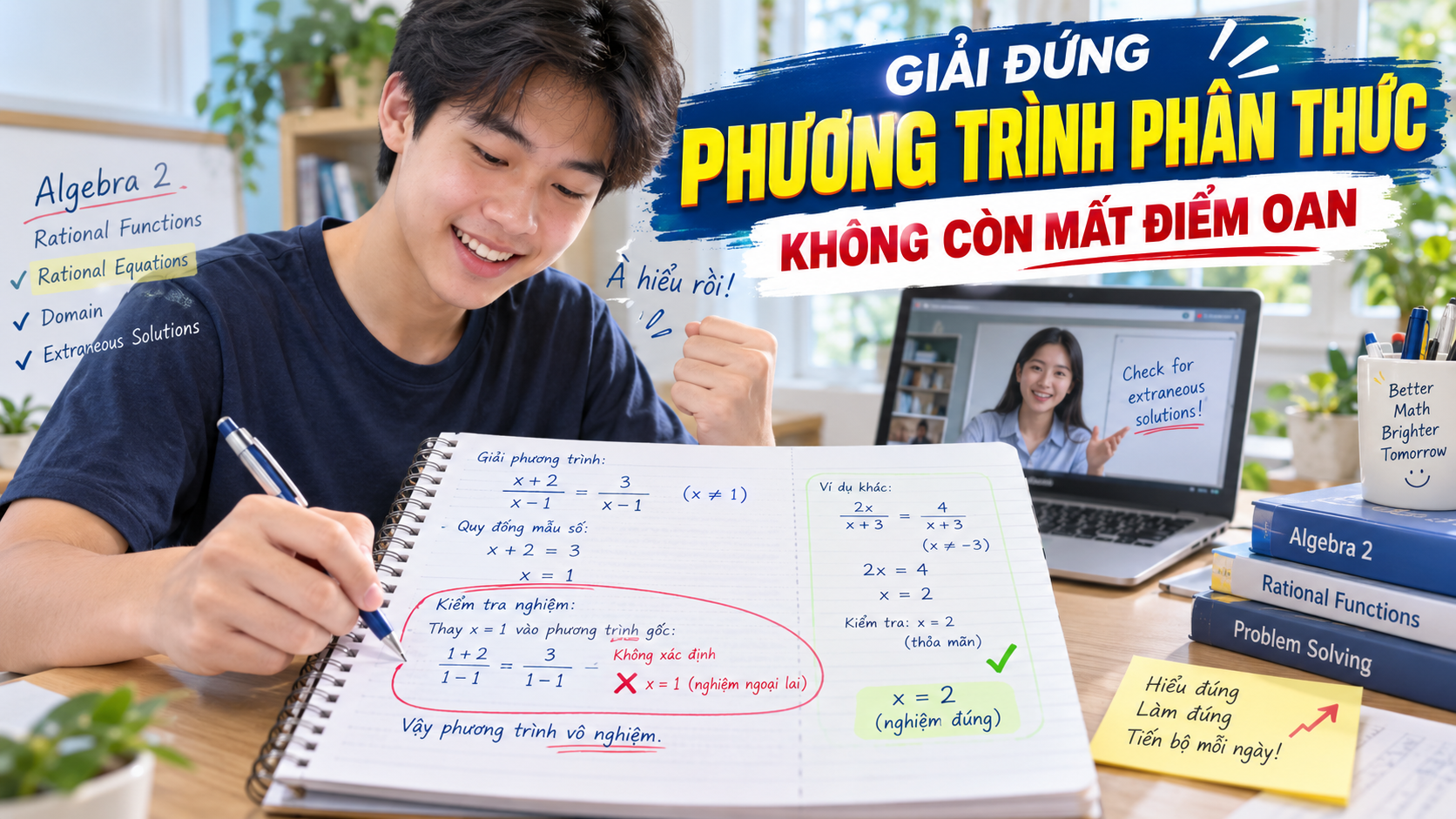 Điều gì xảy ra khi con luyện chắc Solving Rational Equations? – Algebra 2