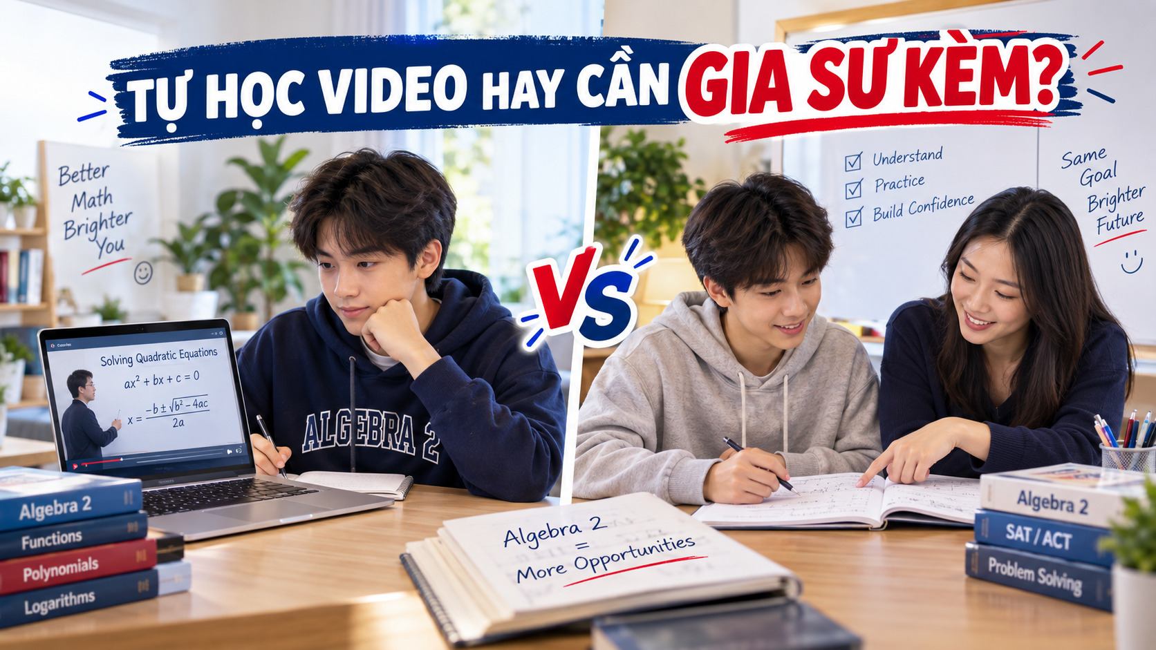 Tự học qua video hay có gia sư kèm: chọn cách nào cho Algebra 2?