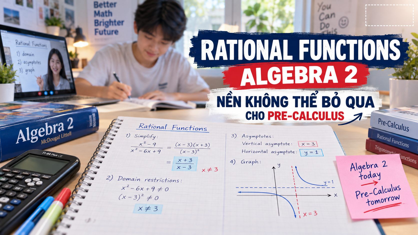 Vì sao Rational Functions trong Algebra 2 là nền tảng quan trọng trước Pre-Calculus?