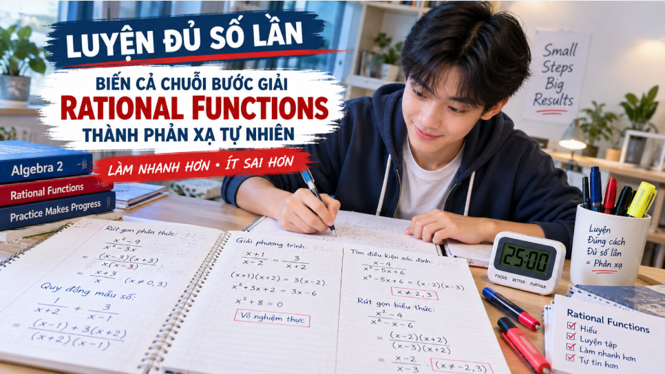 5 cách luyện phản xạ hiệu quả với Rational Functions trong Algebra 2